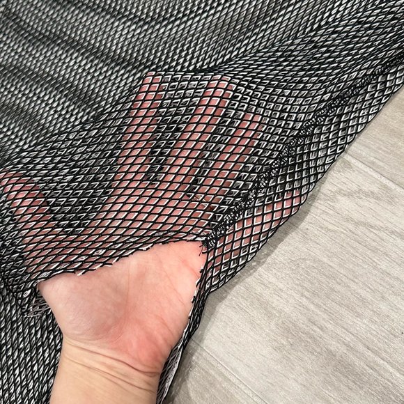 Jade Swim Mesh Open Knit Maxi Skirt with High Slit Black & White Womens Size M/L - Picture 6 of 16